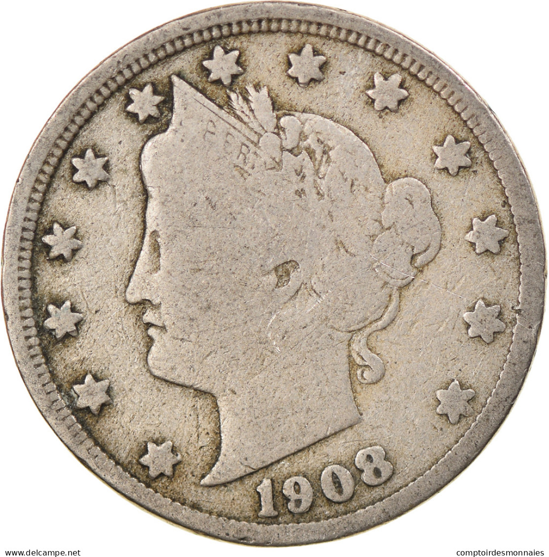 Monnaie, États-Unis, Liberty Nickel, 5 Cents, 1908, U.S. Mint, Philadelphie - 1883-1913: Liberty (Liberté)