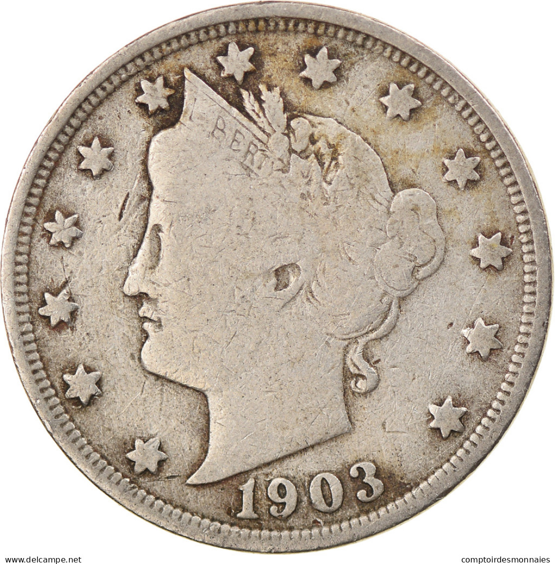 Monnaie, États-Unis, Liberty Nickel, 5 Cents, 1903, U.S. Mint, Philadelphie - 1883-1913: Liberty (Liberté)