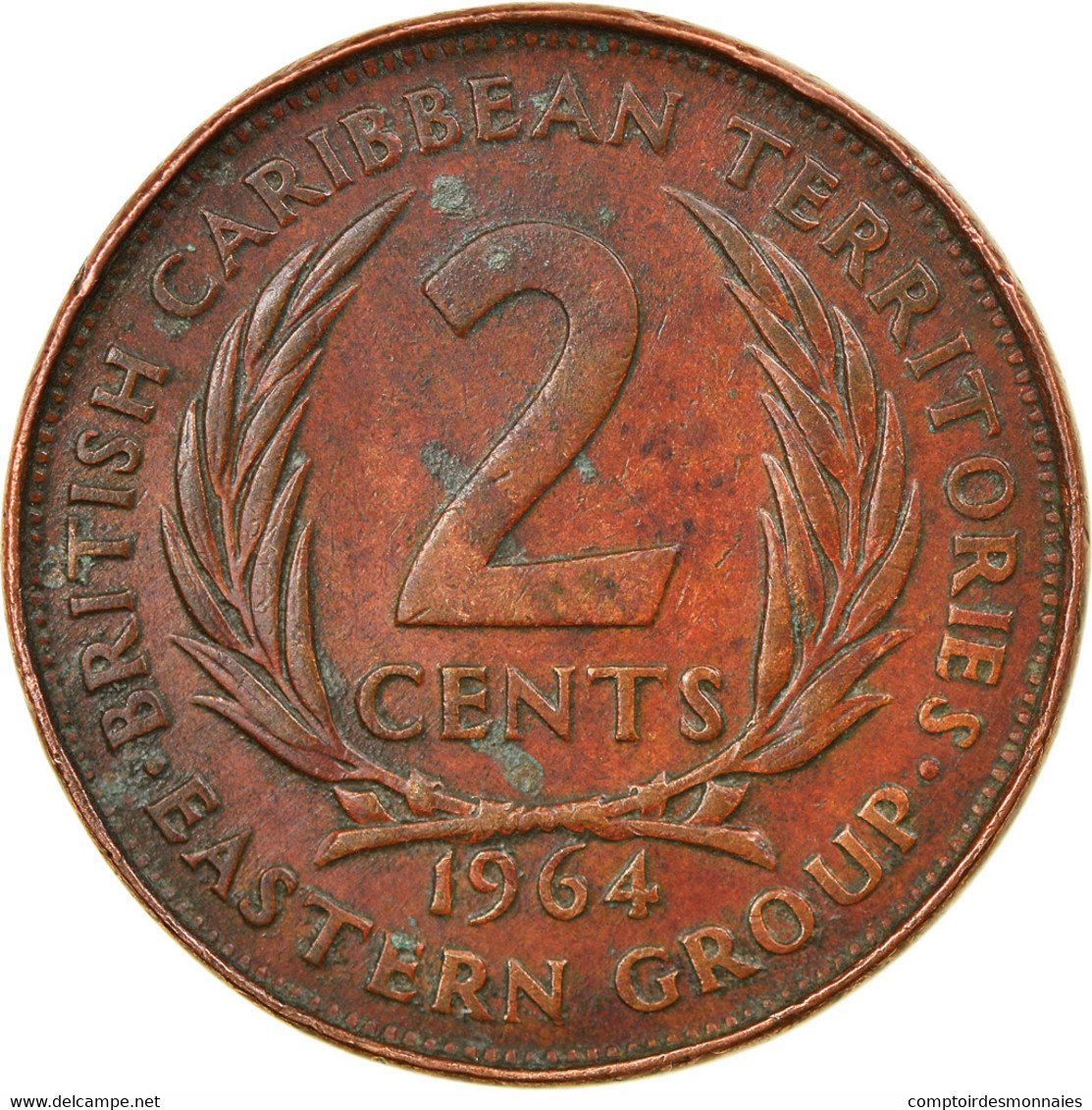 Monnaie, Etats Des Caraibes Orientales, Elizabeth II, 2 Cents, 1964, TTB - Caraïbes Orientales (Etats Des)