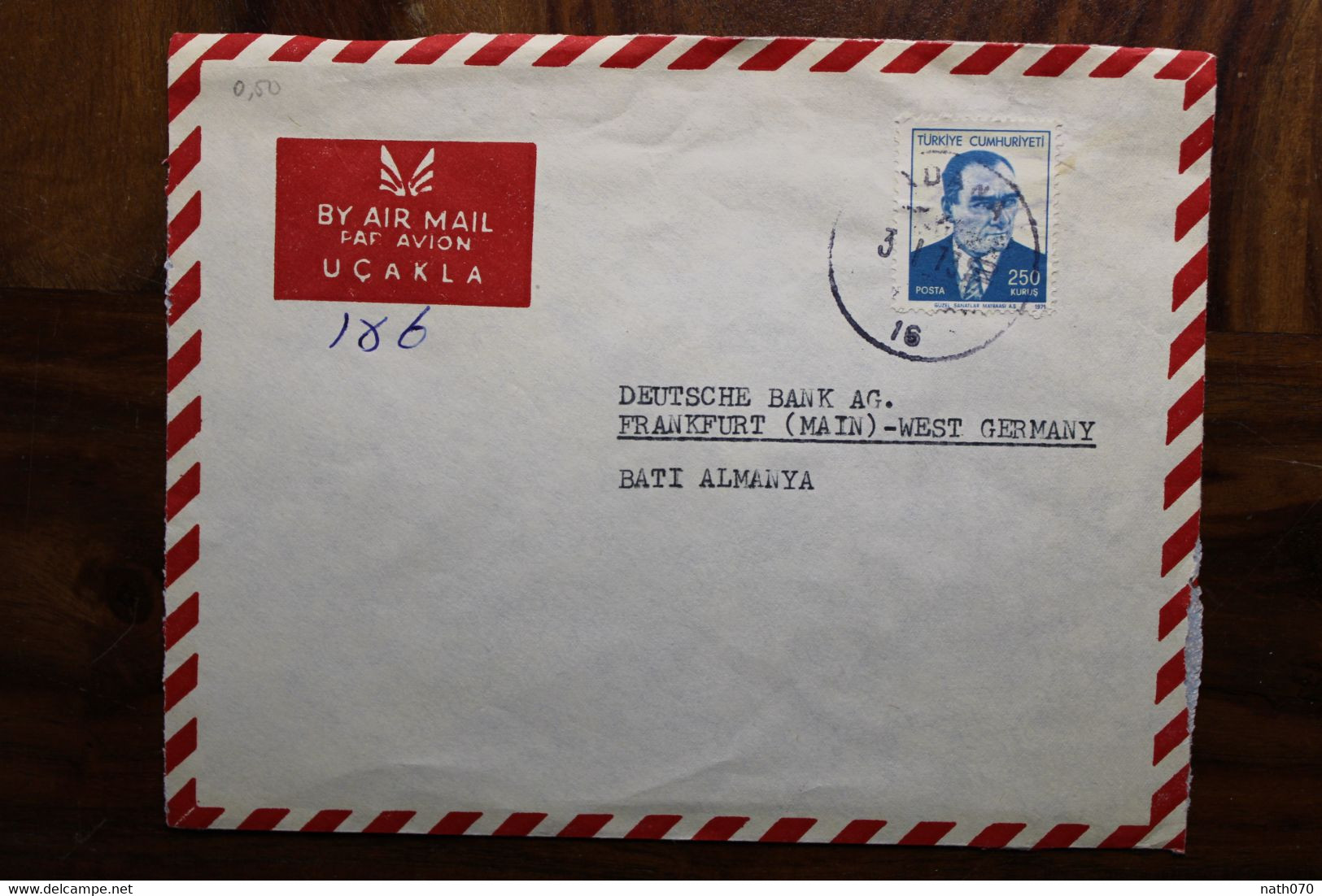 1973 Turquie Türkei Air Mail Cover Enveloppe Par Avion Allemagne Seul Solo - Briefe U. Dokumente