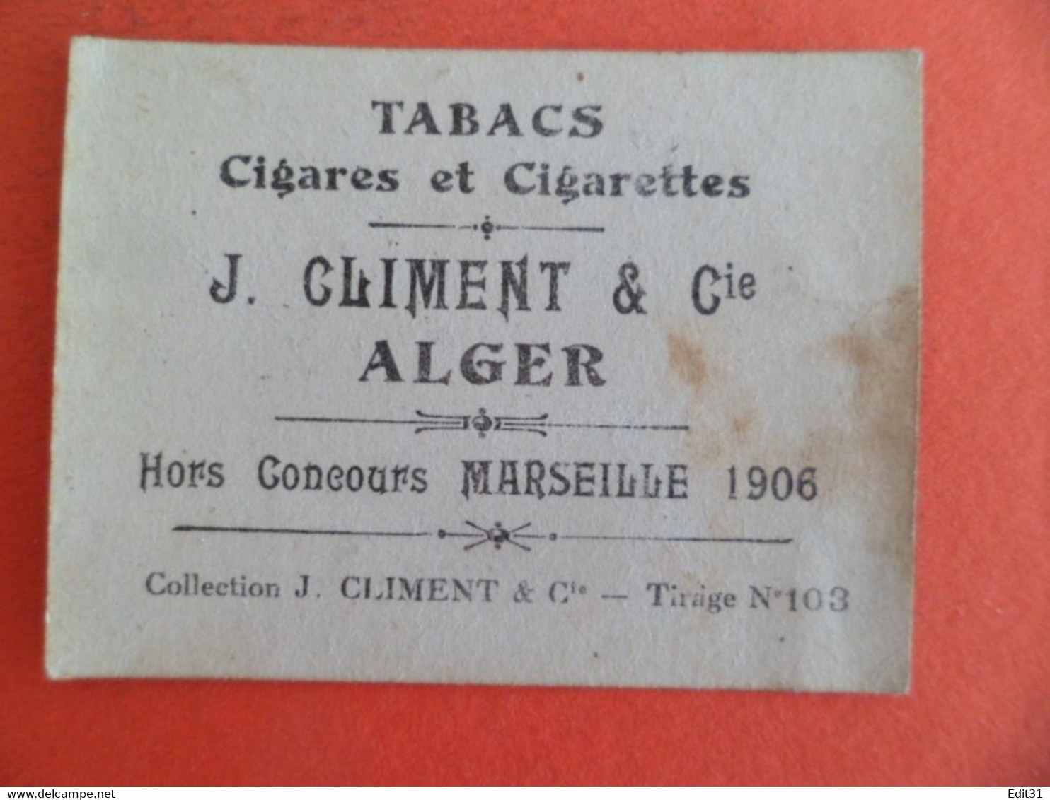 Photo CHROMO EROTIQUE FEMME Tabac Cigares Cigarettes CLIMENT ALGER Algerie 1906 - - Climent