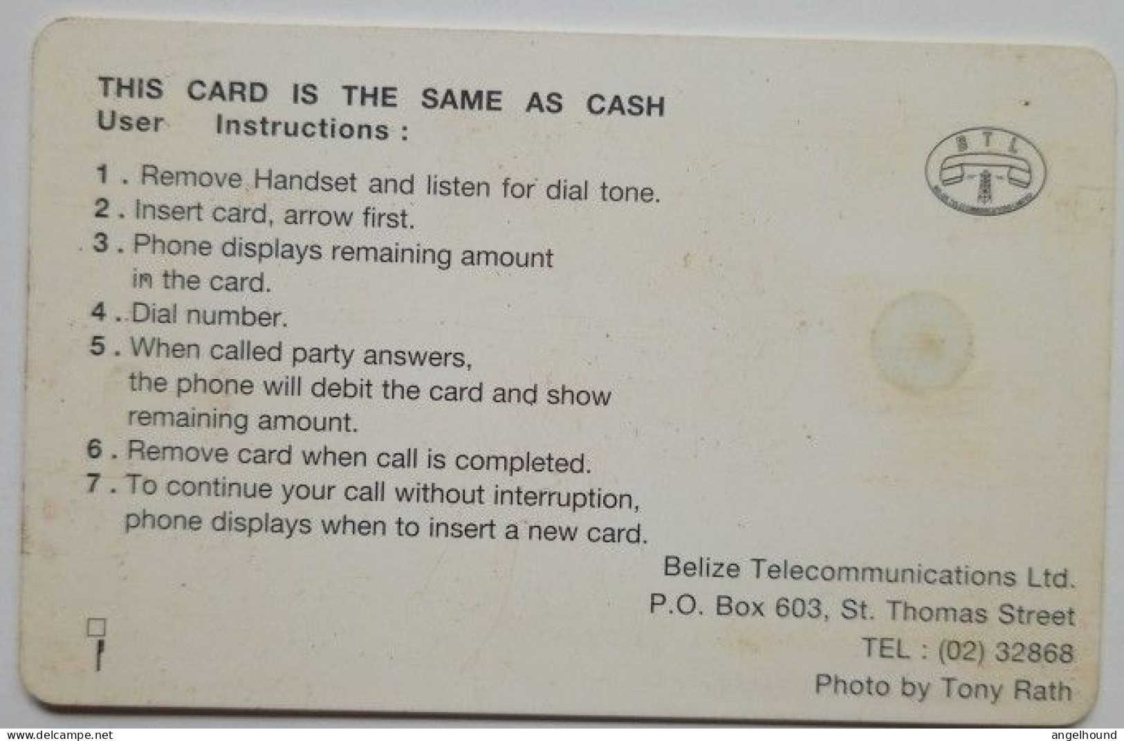 Belize $10 Chip Card - Diver - Belize