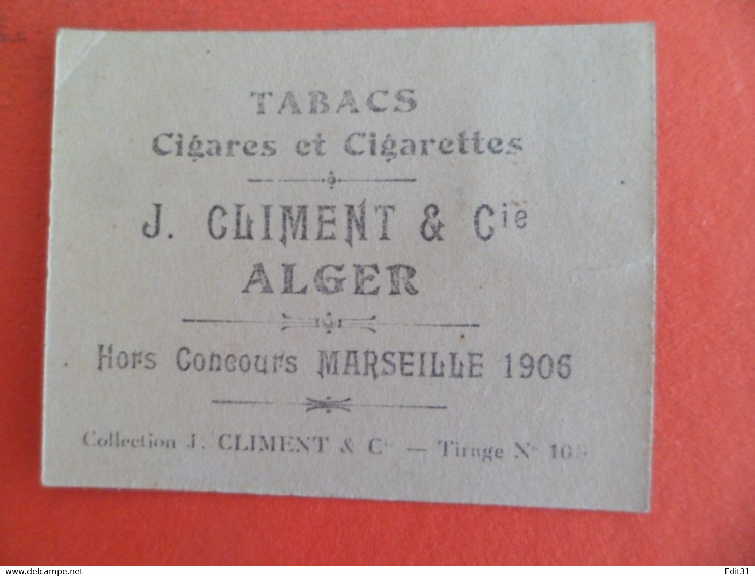 Photo CHROMO EROTIQUE FEMME Tabac Cigares Cigarettes CLIMENT ALGER Algerie 1906 - HERAULT - Climent