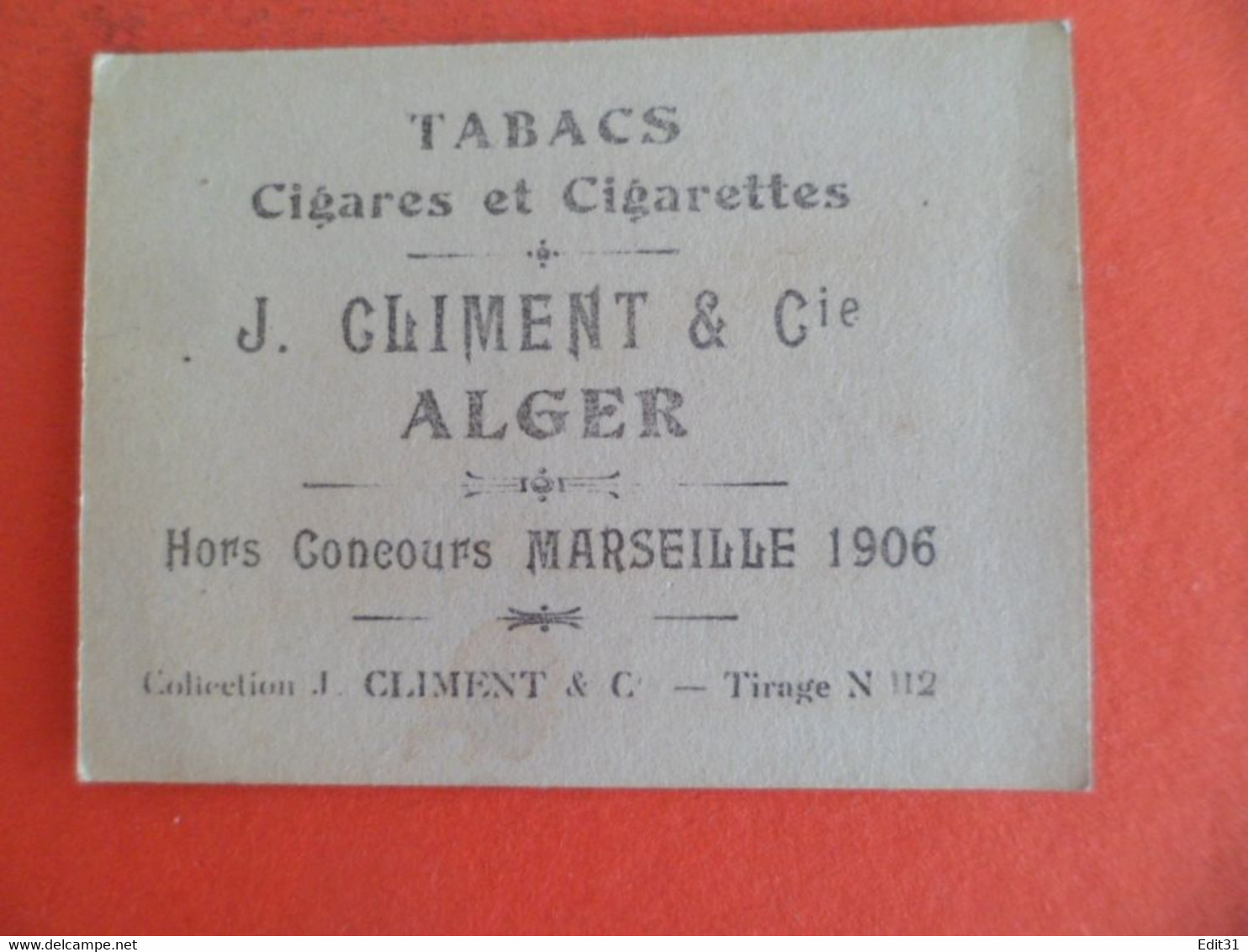 Photo CHROMO EROTIQUE FEMME Tabac Cigares Cigarettes CLIMENT ALGER Algerie 1906 - J. BOUIE - Climent