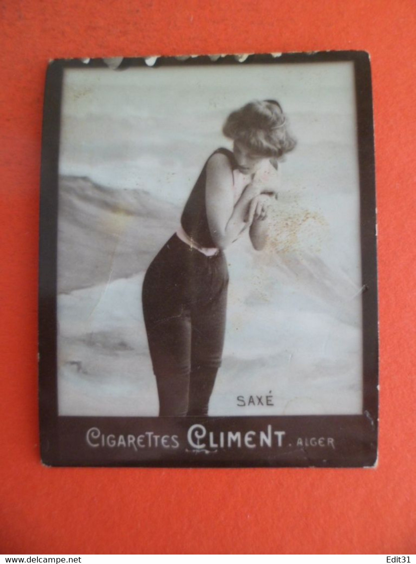 Photo CHROMO EROTIQUE FEMME Tabac Cigares Cigarettes CLIMENT ALGER Algerie 1906 - SAXE - Climent