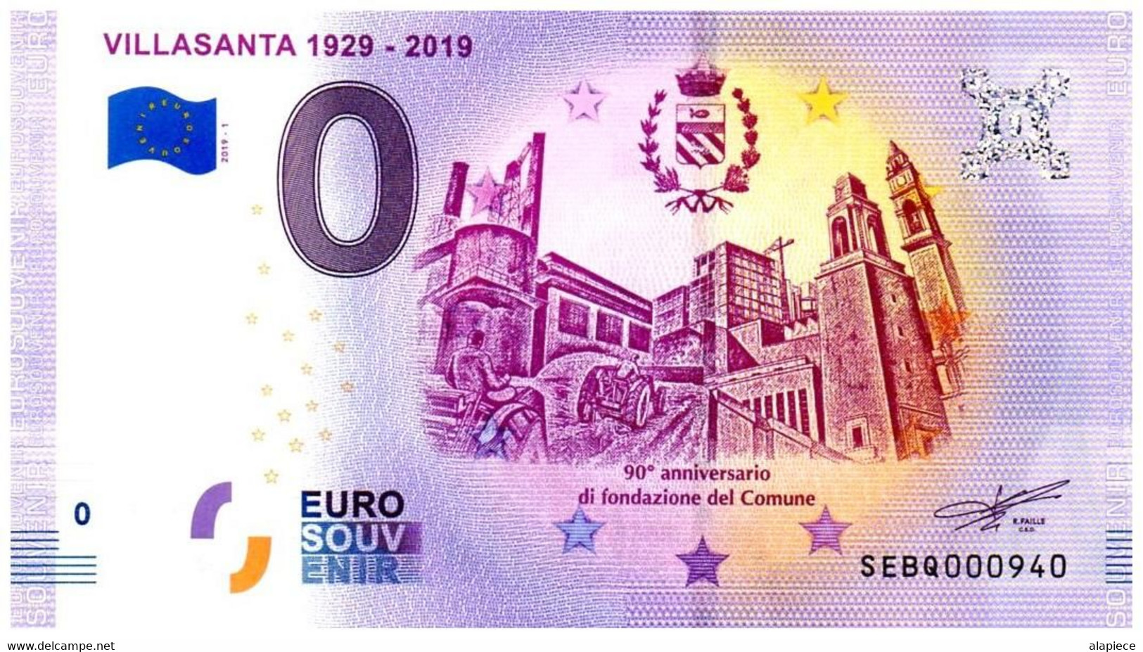 Billet Touristique - 0 Euro - Italie - Villasanta 1929-2019 - (2019-1) - Privatentwürfe