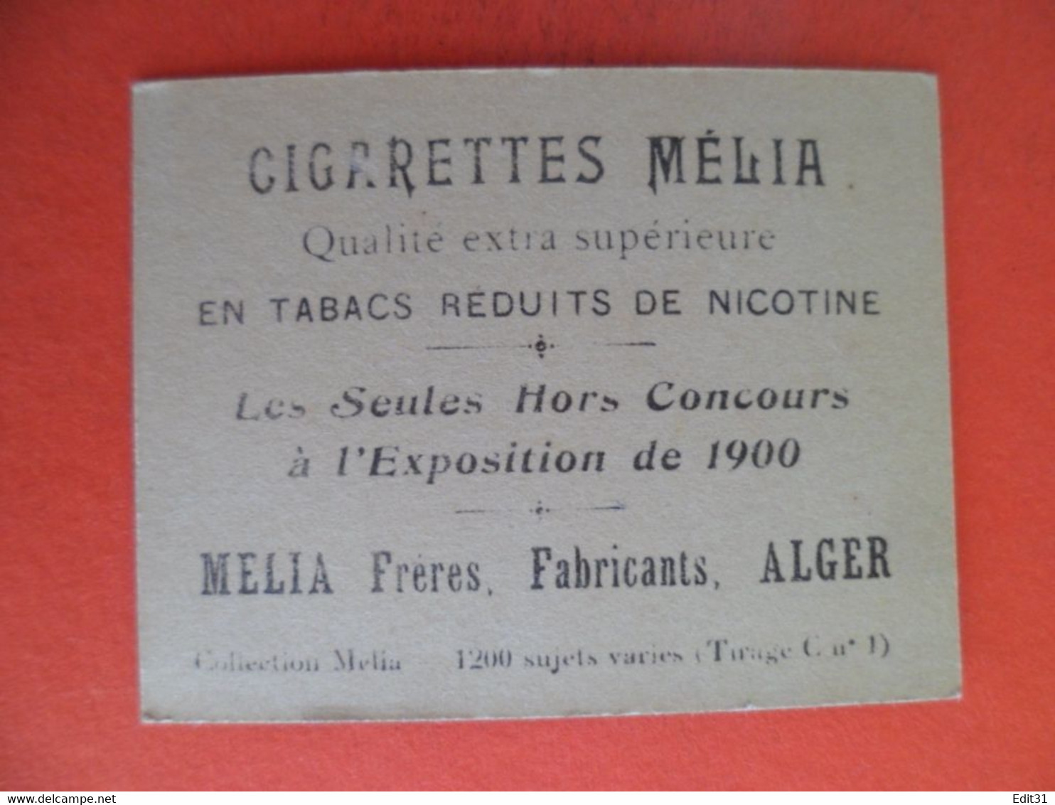 Photo CHROMO EROTIQUE FEMME Tabac  Cigarettes MELIA ALGER Algerie 1900 - BROZZIA - Melia