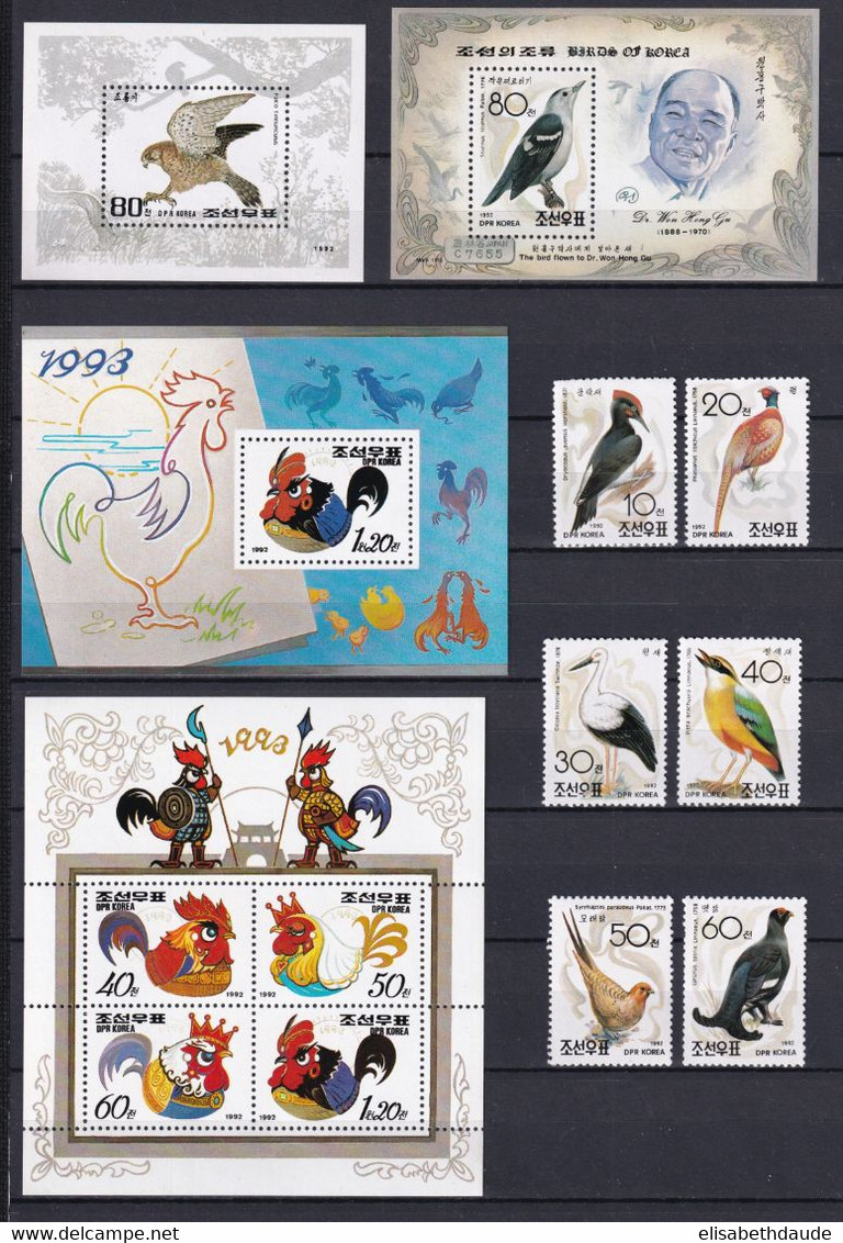 KOREA - FAUNE / OISEAUX / BIRDS - 1992 - SERIE YVERT N° 2295/2300  + BLOC 88 + 97 +113 + 115 ** MNH - COTE = 23.75 EUR. - Corée Du Nord