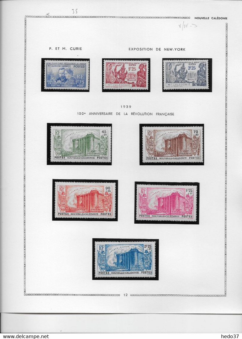 Nouvelle Calédonie - Collection Vendue Page Par Page - Timbres Neufs * Avec Charnière - TB - Collections, Lots & Series