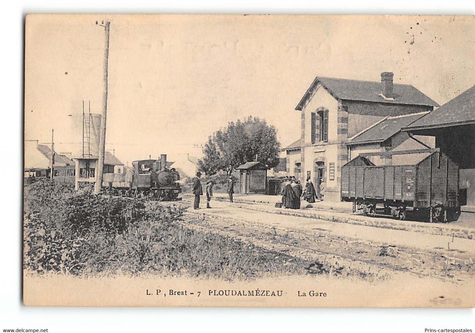 CPA 29 Ploudalmezeau La Gare Et Le Train Tramway - Ploudalmézeau