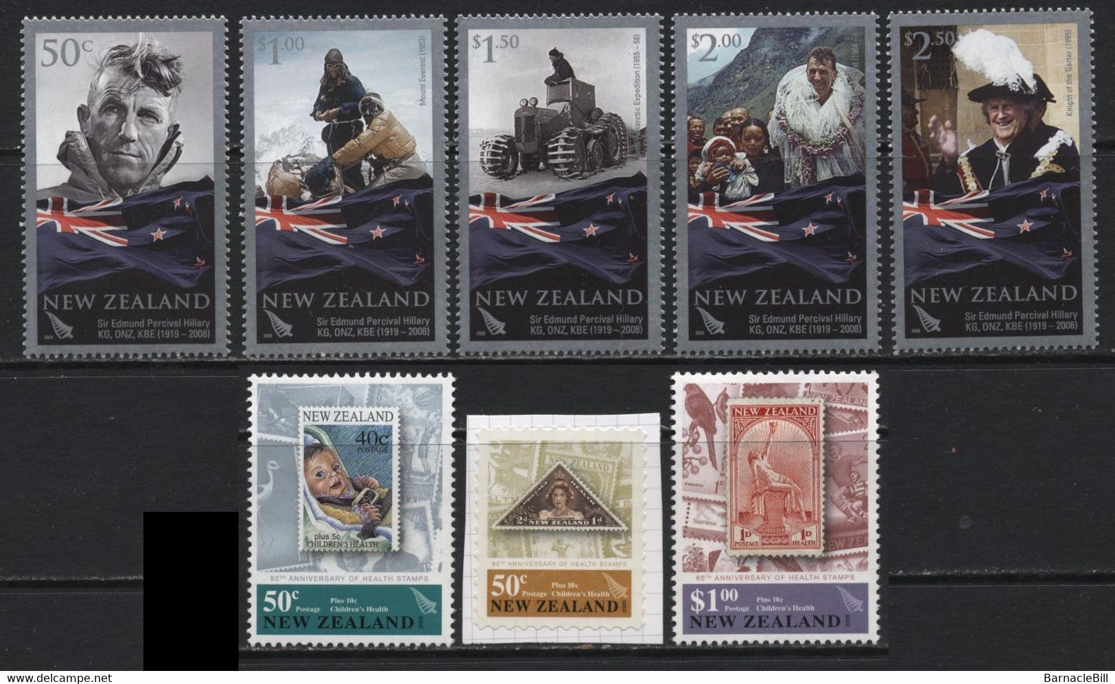 New Zealand (46) 2008-9 Sets. Edmund Hilary & Child Safety. Unused. Hinged. - Colecciones & Series