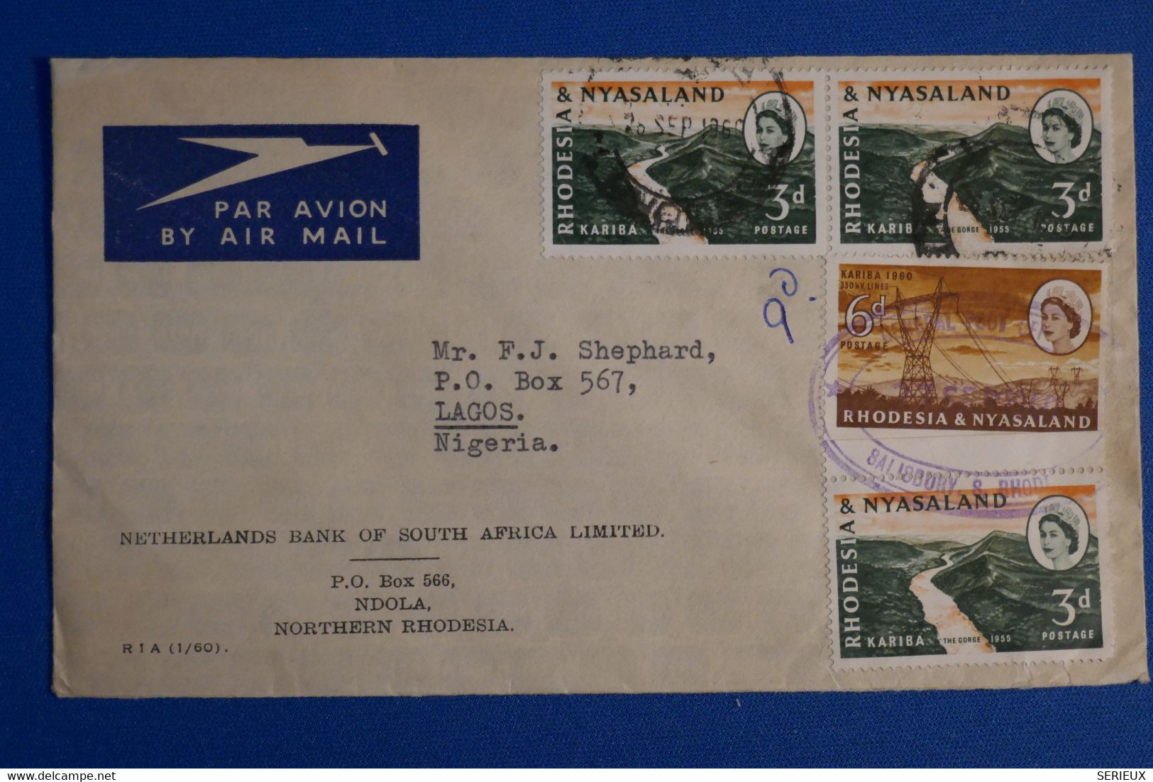 K25 RHOSEDIE NYASALAND BELLE LETTRE  1960 POUR LAGOS NIGERIA+ AFFRANCH INTERESSANT - Rhodesia & Nyasaland (1954-1963)