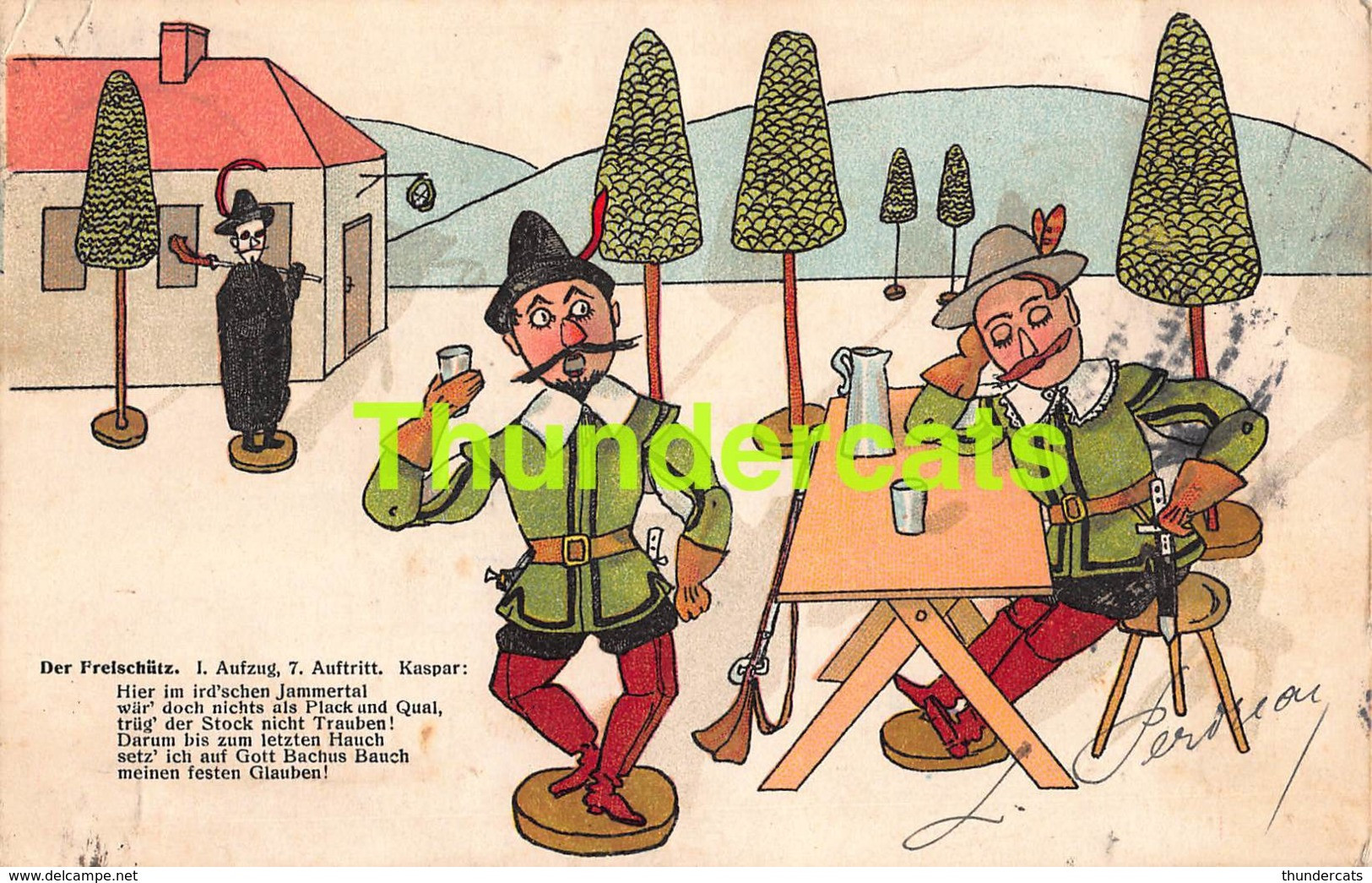 CPA LITHO ILLUSTRATEUR SCHWERTE DER FREISCHUTZ POUPEE DOLL PUPPE ESD - Schwerte