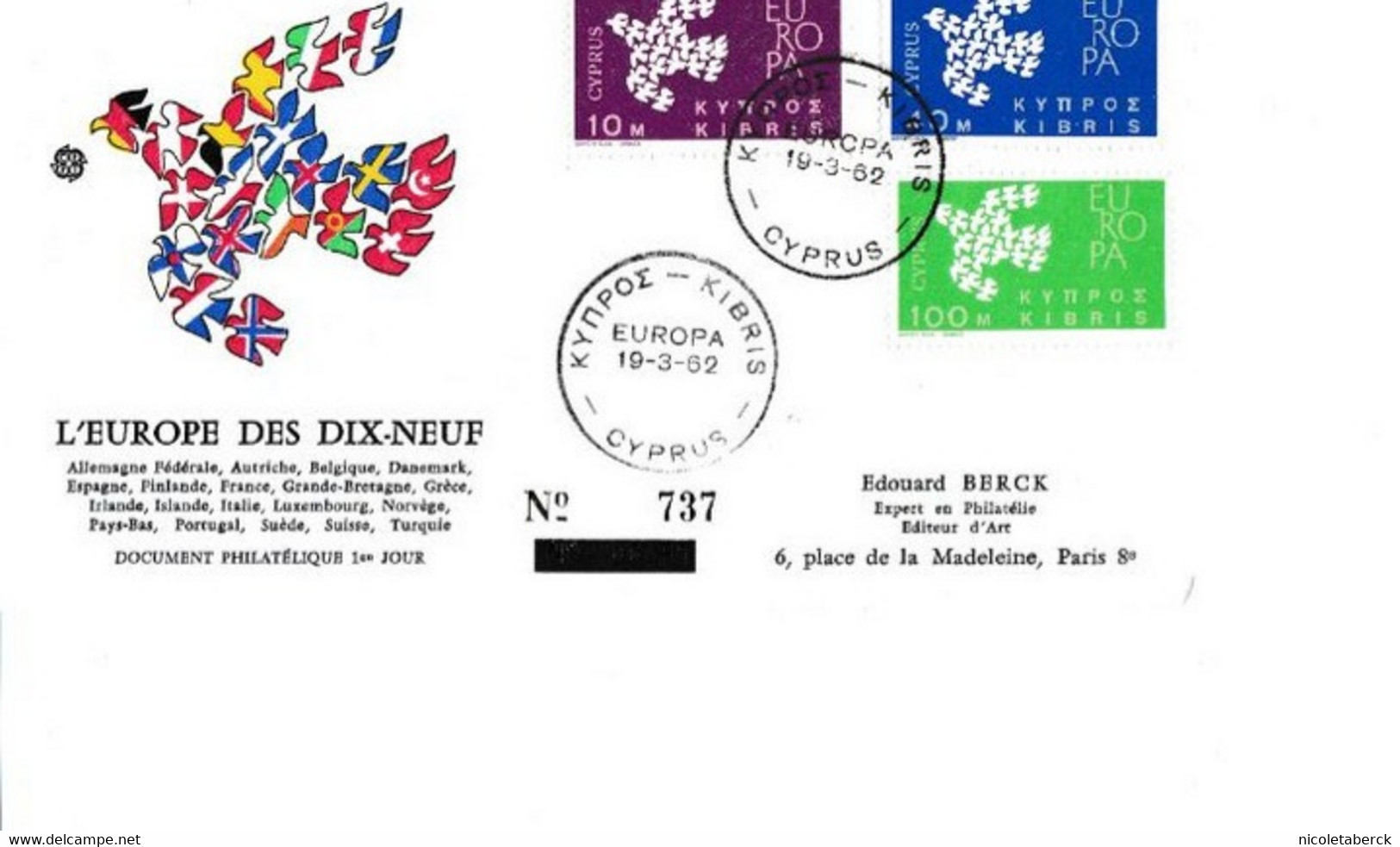 FDC Grèce 1962 L'Europe Des Dix-neuf - FDC