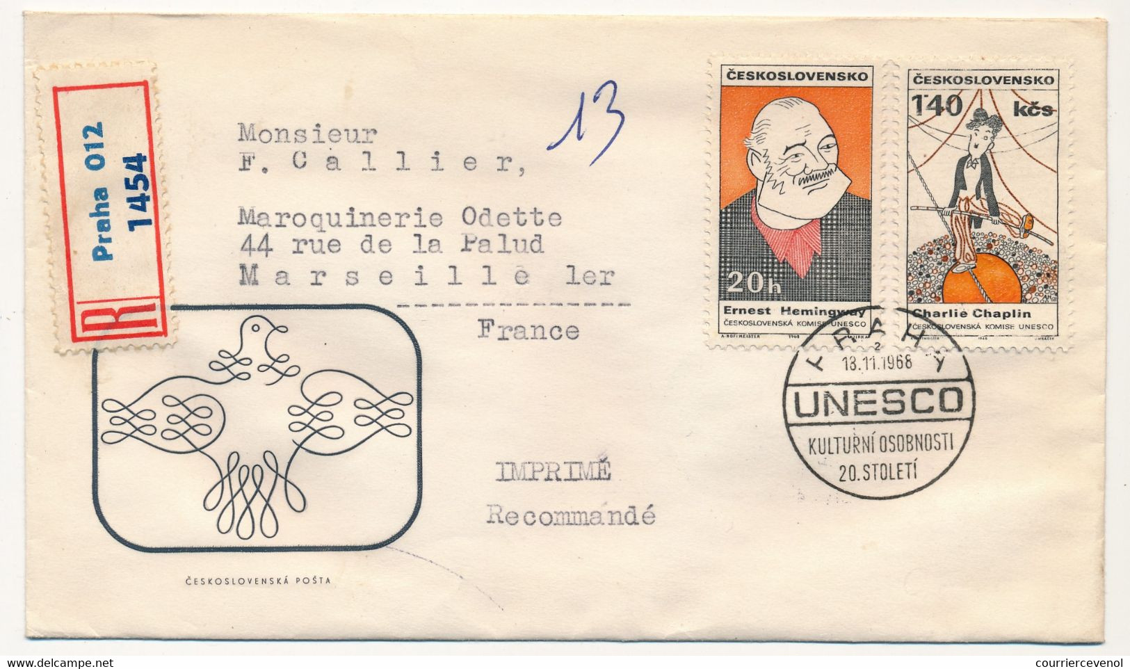 TCHECOSLOVAQUIE - 3 Enveloppes FDC - Série UNESCO - 7 Valeurs - 18/11/1968 PRAGUE - FDC