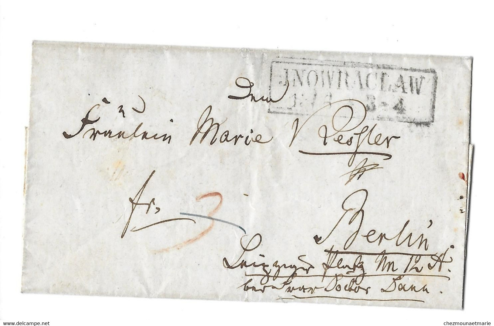 INOWROCLAW (POLOGNE) - POUR MARIE PESLER A BERLIN - PLI SANS COURRIER - Maschinenstempel (EMA)