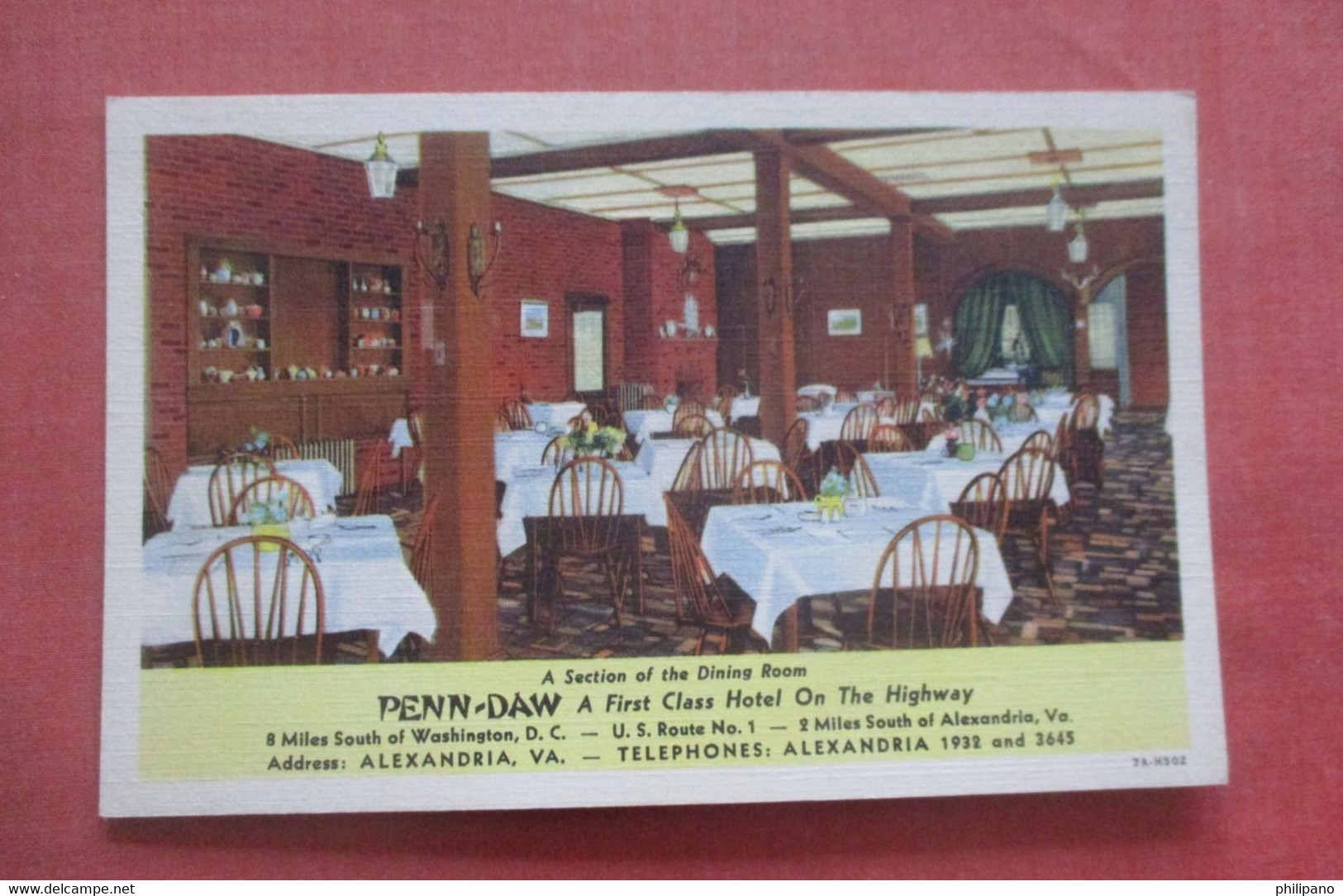 - Penn Daw  First Class Hotel   Dining Room  Virginia > Alexandria >ref 4690 - Alexandria