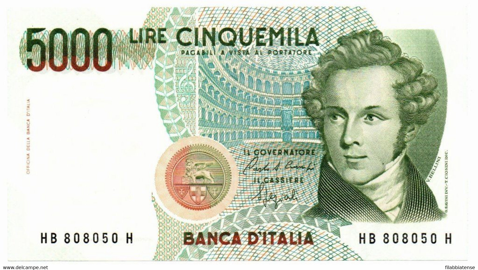 Italia - 5.000 Lire 1988 - Bellini B    ---- - 5.000 Lire
