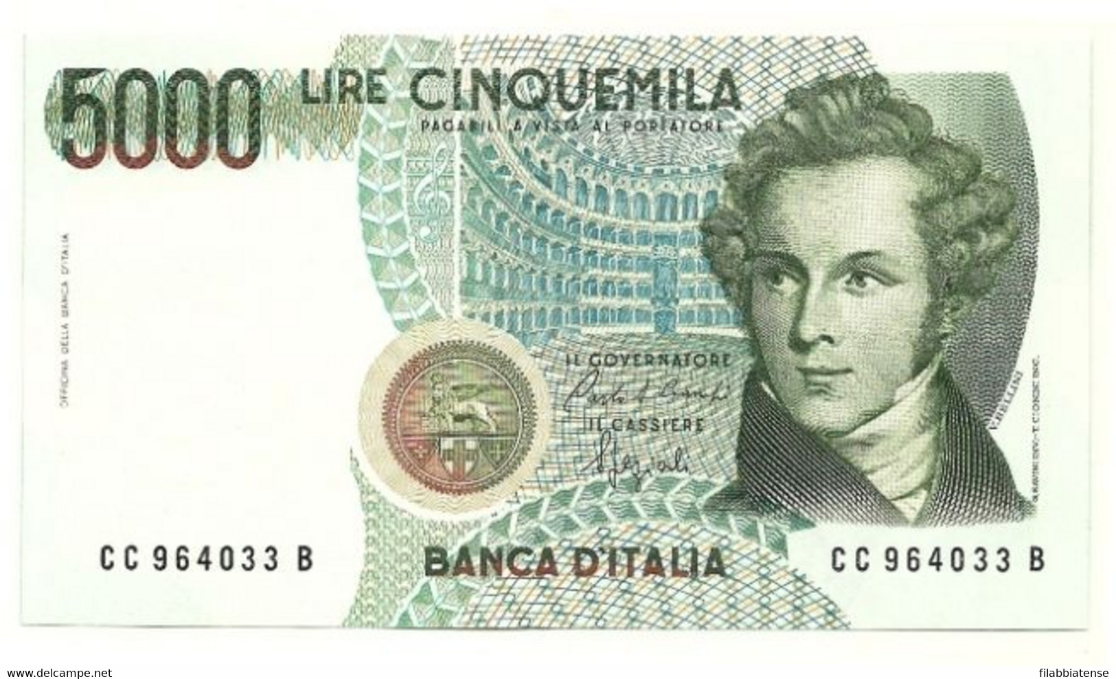 Italia - 5.000 Lire 1992 - Bellini C   ---- - 5000 Lire