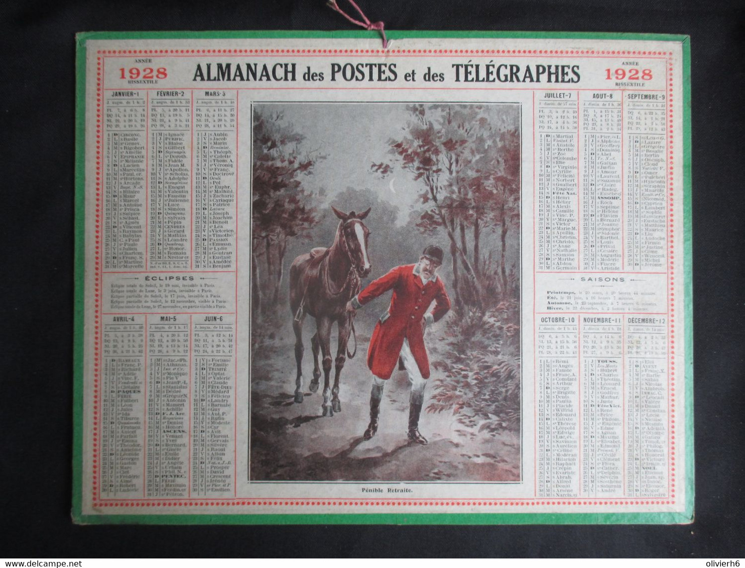 CALENDRIER (V2101) ALMANACH DES POSTES ET DES TELEGRAPHES 1928 (7 Vues) Département Du NORD - Grand Format : 1921-40