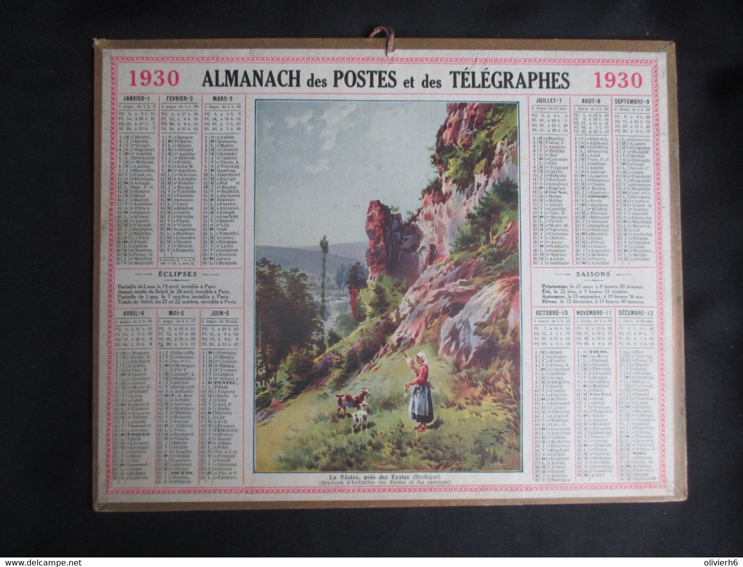 CALENDRIER (V2101) ALMANACH DES POSTES ET DES TELEGRAPHES 1930 (6 Vues) Département Du NORD - Grand Format : 1921-40