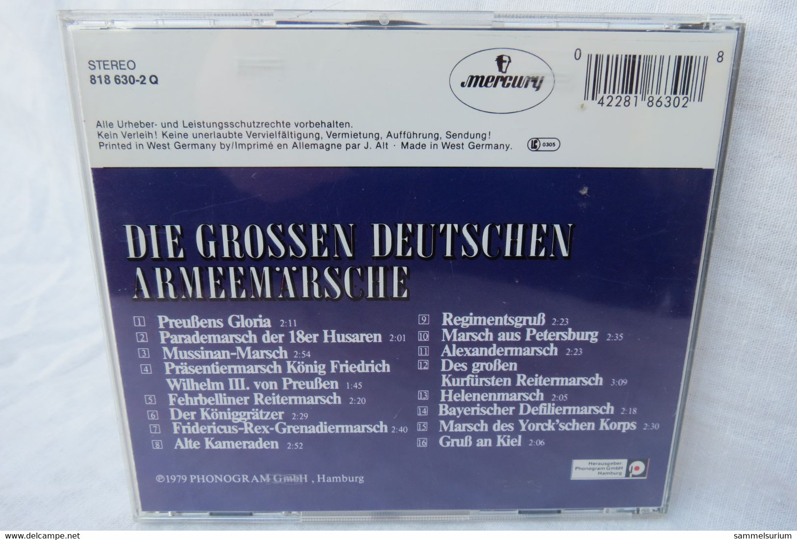 CD "Die Grossen Deutschen Armeemärsche" Vom Heeresmusikkorps 6  Unter Der Leitung Von Major Hans Orterer - Autres - Musique Allemande