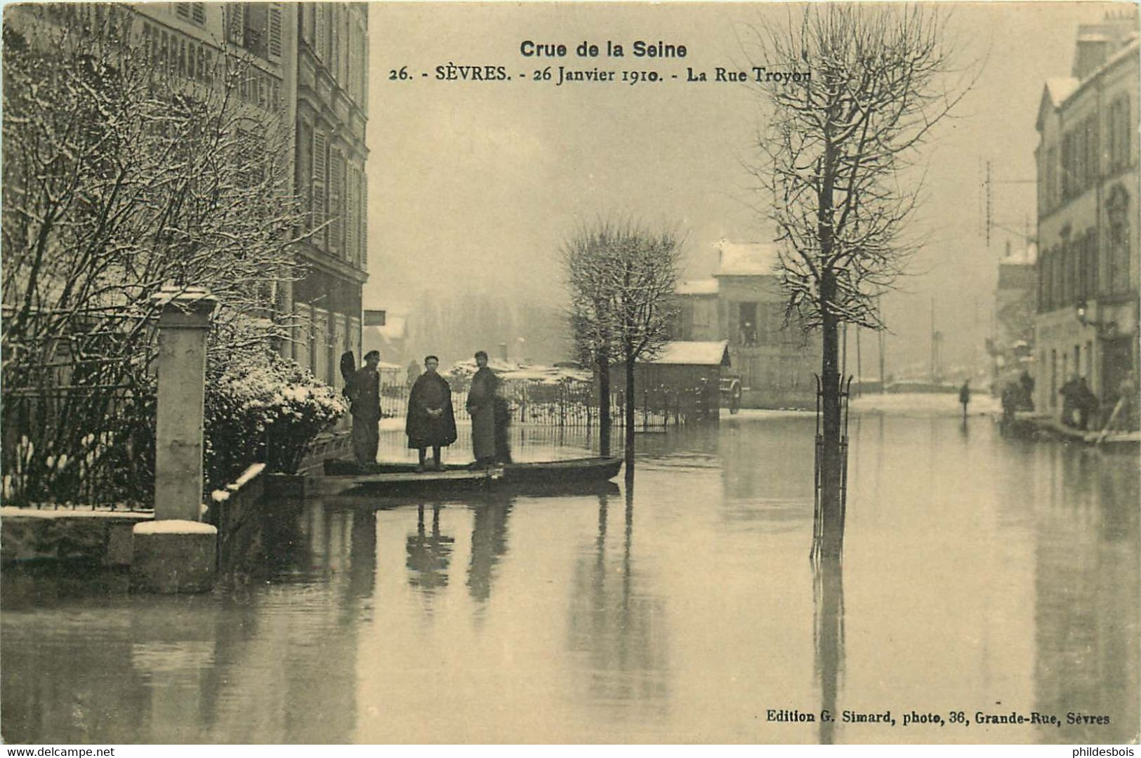 HAUTS DE SEINE  SEVRES  Inondation 1910  La Rue Troyon - Sevres