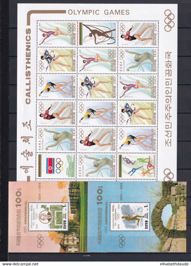 KOREA - JEUX OLYMPIQUES - 1994 - SERIE COMPLETE YVERT N° 2510/2514 EN FEUILLET + BLOCS 168+169 ** MNH - COTE = 22 EUR. - Corée Du Nord