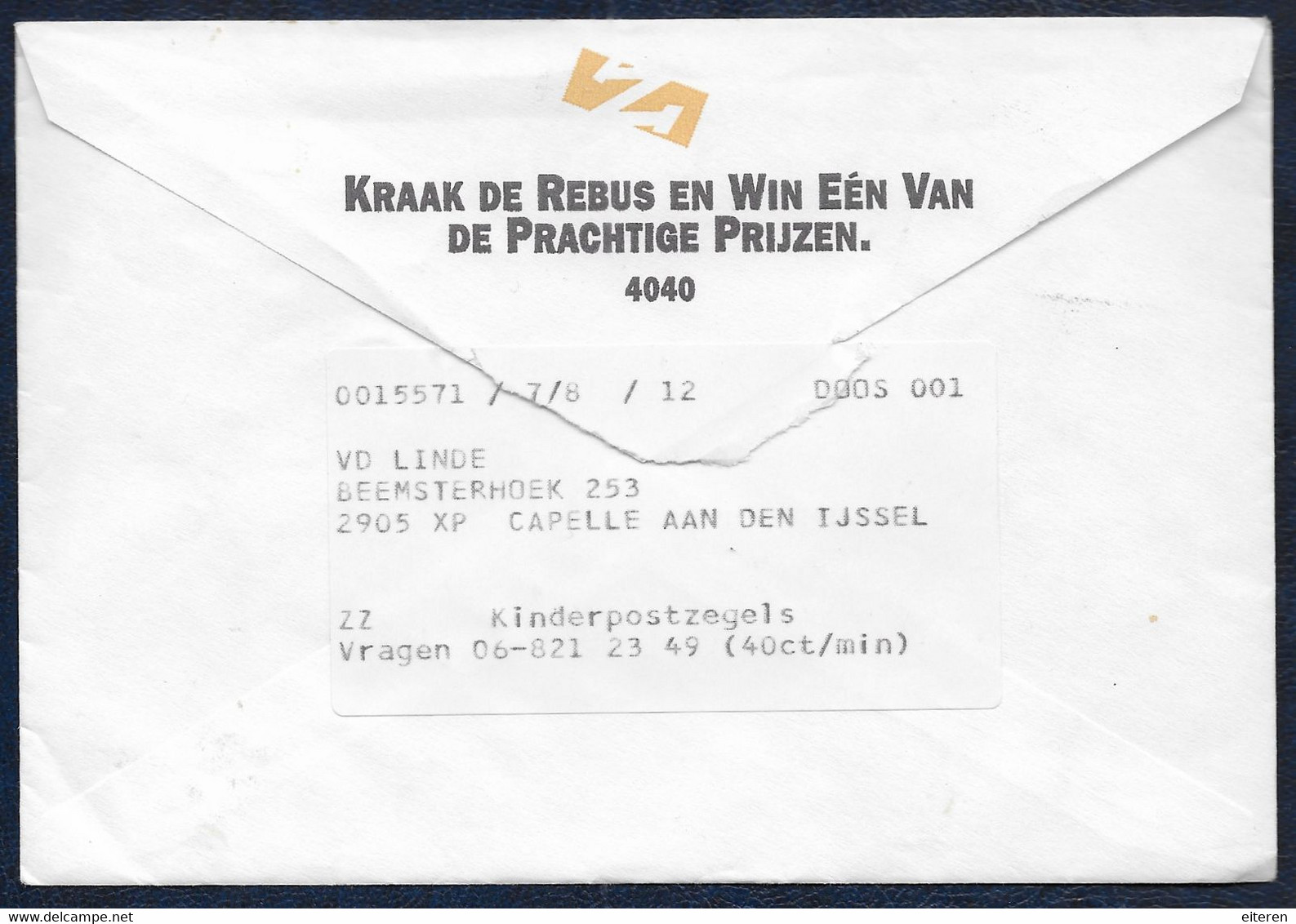 NVPH 1627 - 1994 - Kinderzegel Verkoopactie - Enveloppe (beschreven!) Met Zegels En Rebuskaart - Autres & Non Classés