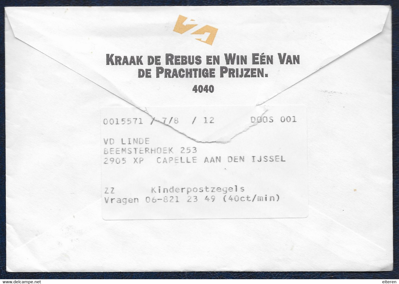 NVPH 1627 - 1994 - Kinderzegel Verkoopactie - Enveloppe (beschreven!) En Rebuskaart Maar Zonder Zegels - Other & Unclassified