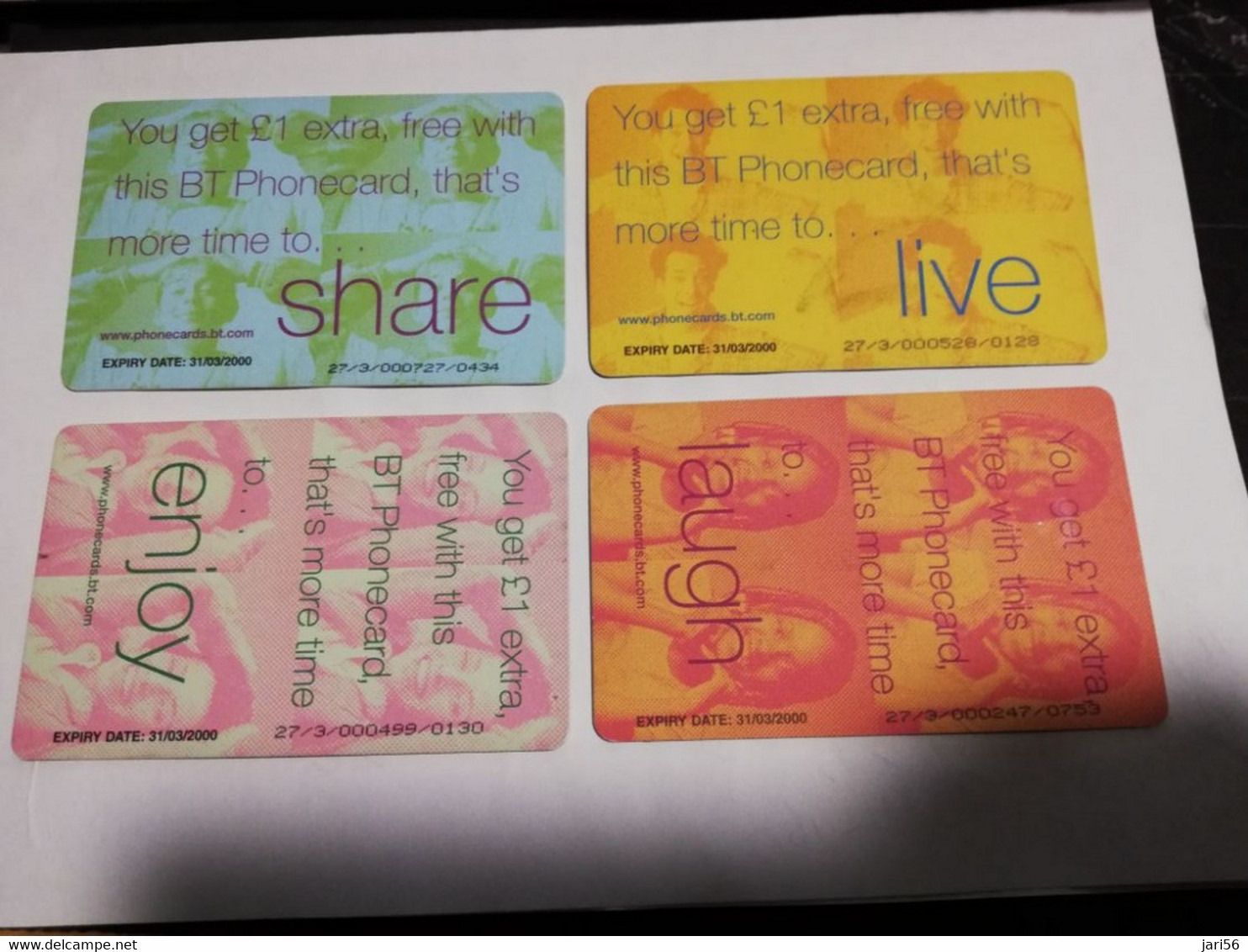 GREAT BRETAGNE Set 4 X 5 POUND CHIPCARDS /ENJOY/SHARE/LIVE/LAUGH  PERFECT  CONDITION      **4822** - BT Algemeen