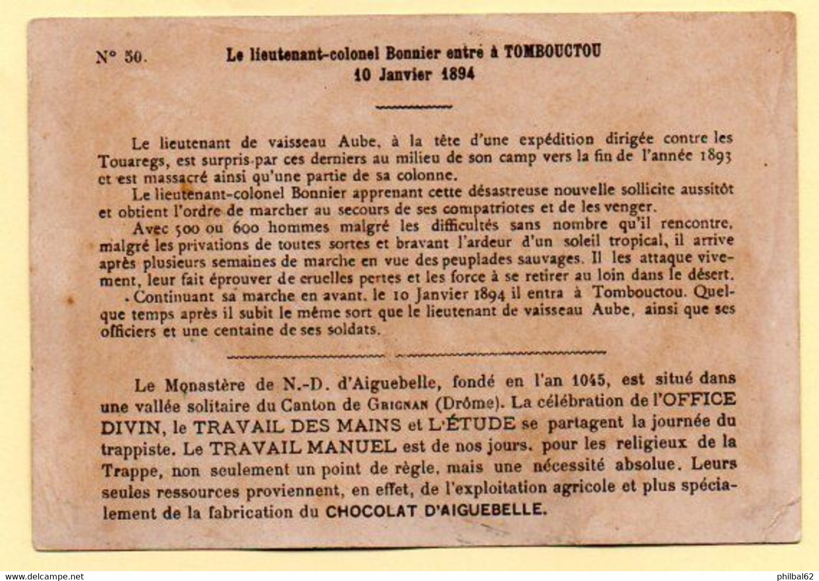 Chomo Aiguebelle. Série Faits Historiques. Campagne Du Soudan 1894. Le Lieutenant-colonel Bonnier Entre à Tombouctou. - Aiguebelle