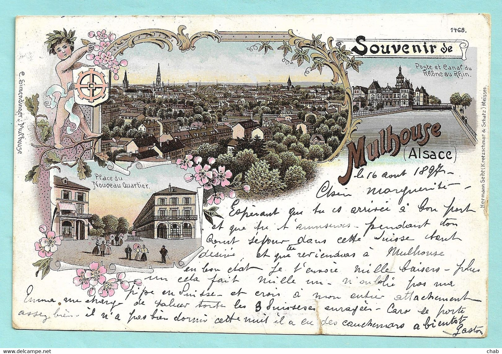 Souvenir De Mulhouse, Carte Précurseur Pour La Suisse Voyagée Le16 Aout 1897- Non Timbrée, Taxée Par La Suisse - Mulhouse