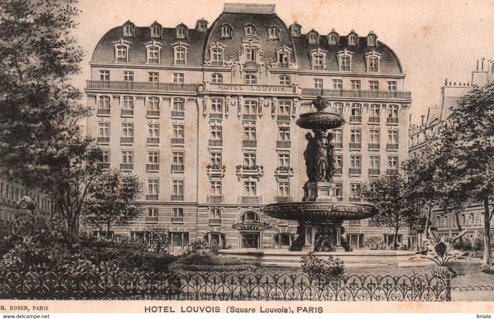 6472  Carte  PARIS  HÔTEL LOUVOIS Square Louvois  (scan Recto-verso) 75 Paris - Cafés, Hôtels, Restaurants