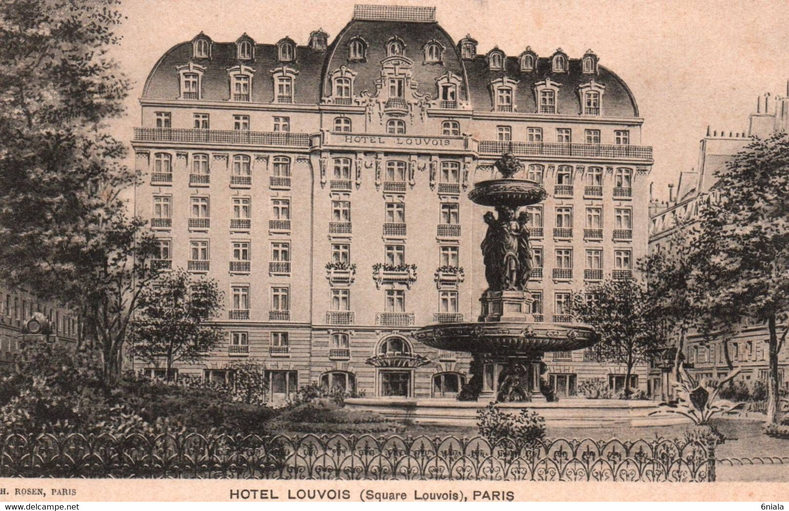 6473  Carte  PARIS  HÔTEL LOUVOIS Square Louvois  (scan Recto-verso) 75 Paris - Cafés, Hôtels, Restaurants