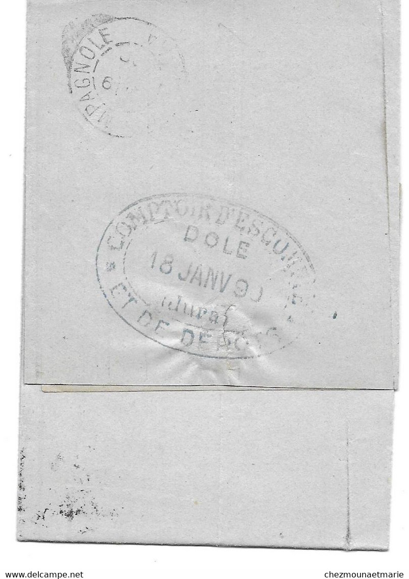 1890 DOLE - POUR COUSIN FRERES A CHAMPAGNOLE -  TYPE SAGE CAD - DOCUMENT - 1876-1898 Sage (Tipo II)