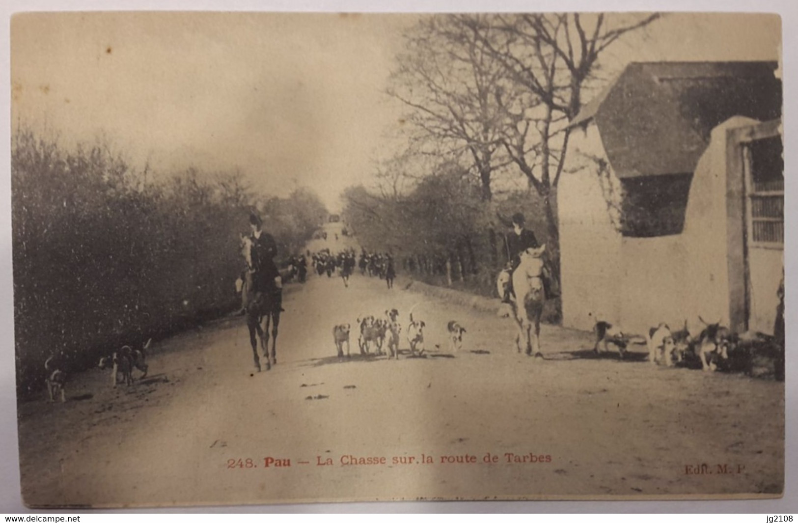 Carte Postale Pau La Chasse Sur La Route De Tarbes Chasse à Courre - Pau