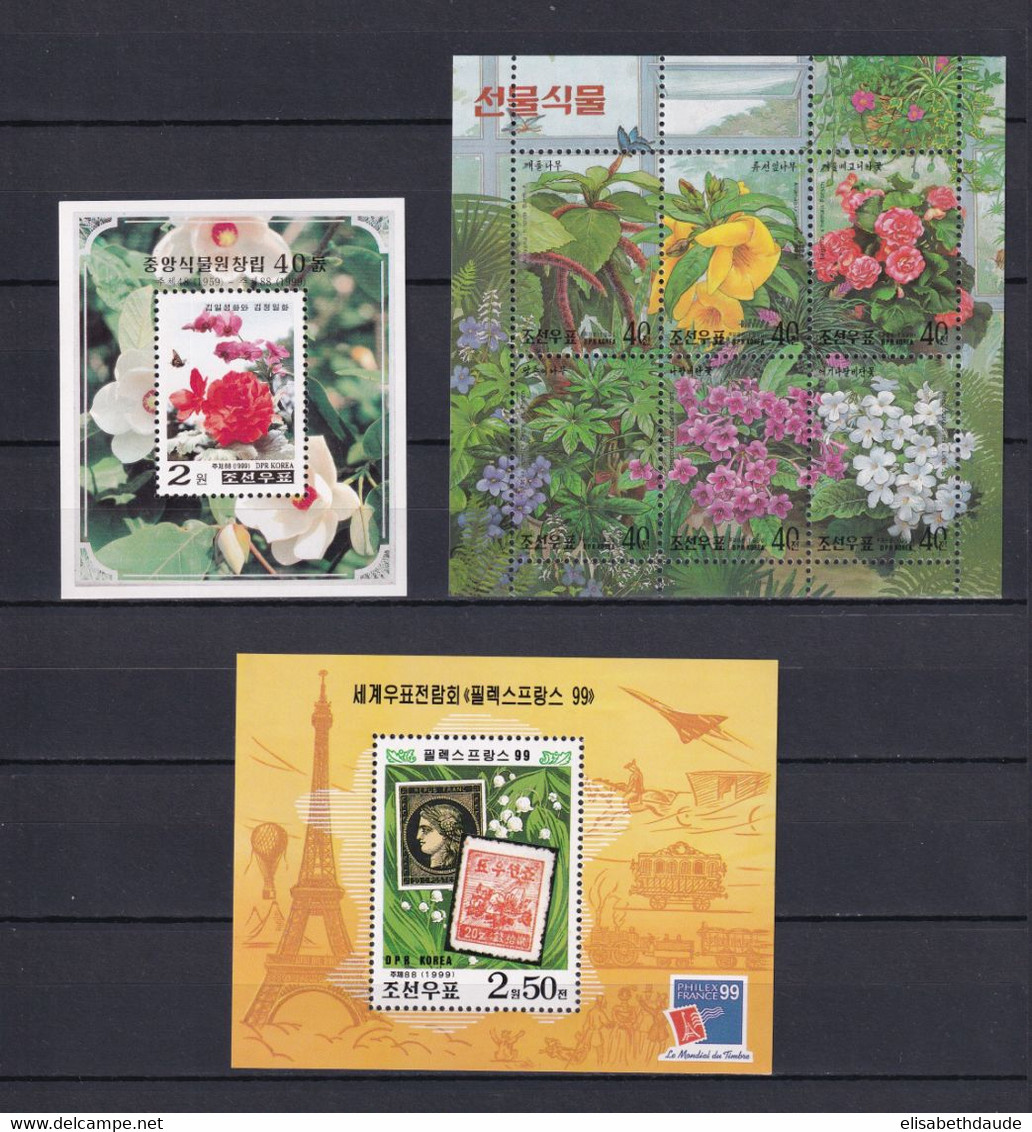 KOREA - FLORE - 1999 - SERIE COMPLETE YVERT N° 2900/2905 + BLOC 369 (PHILEXFRANCE/MUGUET) + 362  ** MNH - Korea, North