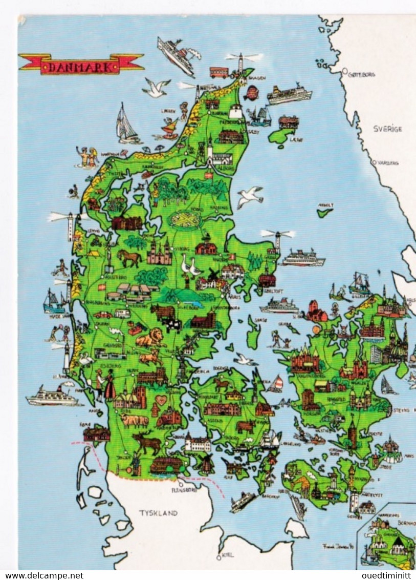 Belle Carte Géographique TGF Du Danemark. - Cartes Géographiques