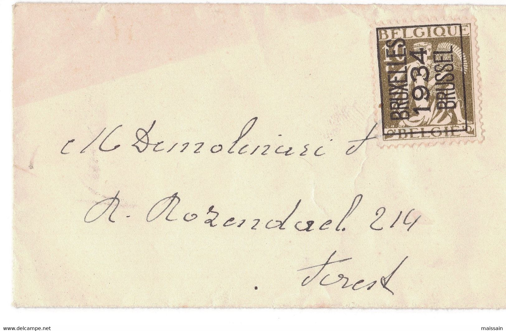 Belgique :  Préo 284 A    Sur Petite Lettre : Année 1934. Au  COB Des "préo" De 1996 - Typos 1932-36 (Cérès Und Mercure)