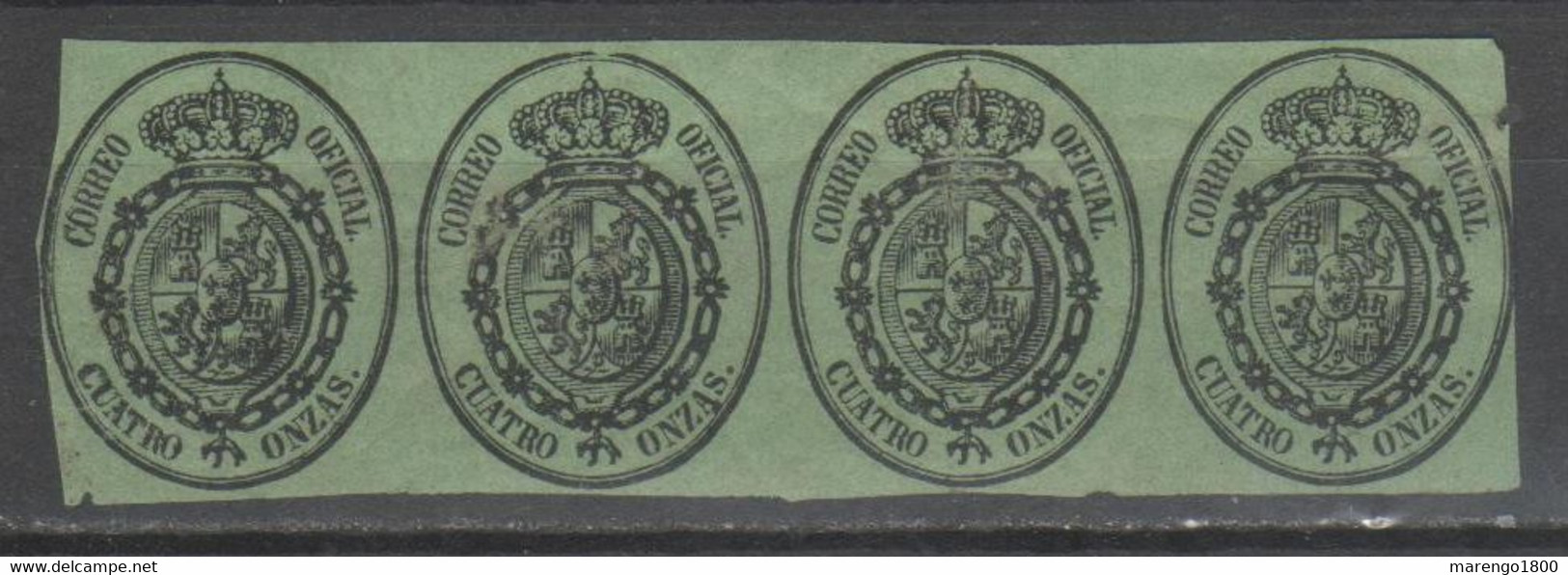 Spagna 1855 - Servizio 4 O. Striscia Da 4 **/* (2 Scan)              (g7338) - Dienst