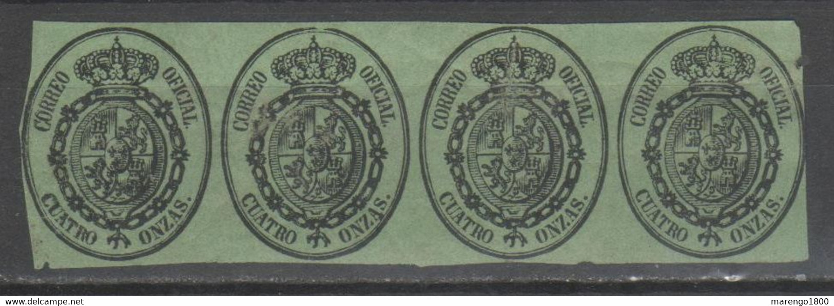 Spagna 1855 - Servizio 4 O. Striscia Da 4 **/* (2 Scan)              (g7338) - Officials