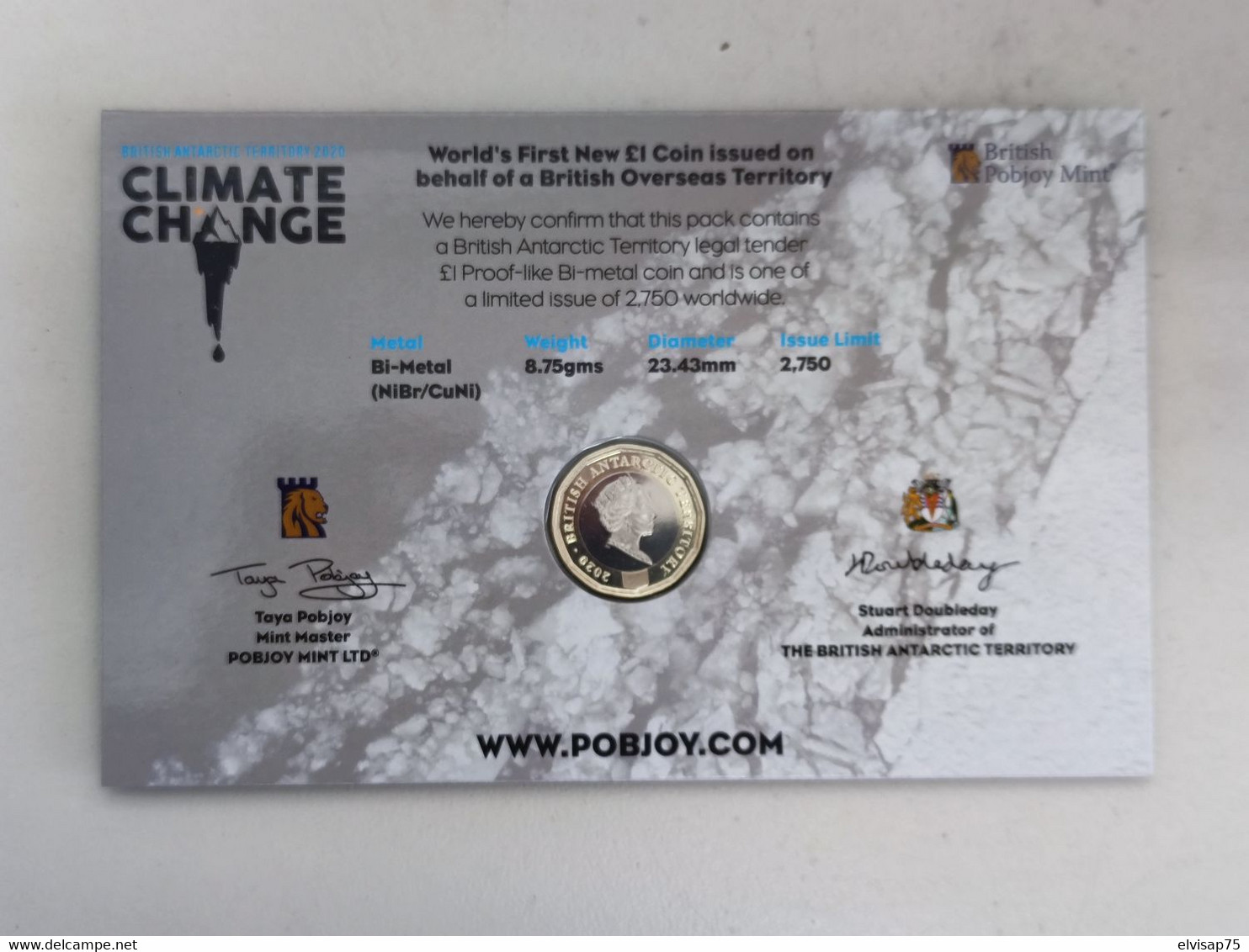 1 Pound Climate Change 2020 British Antarctic Territory Bi-Metal - Nieuwe Sets & Proefsets
