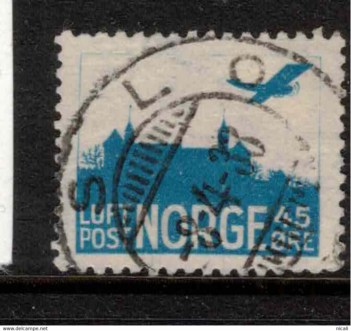 NORWAY 1927 45ore Air With Frame-lines SG 199a U #BMN1 - Oblitérés