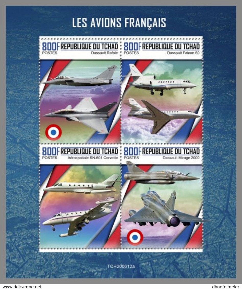 CHAD 2020 MNH French Planes Französische Flugzeuge Avions Francaise M/S - OFFICIAL ISSUE - DHQ2108 - Aviones