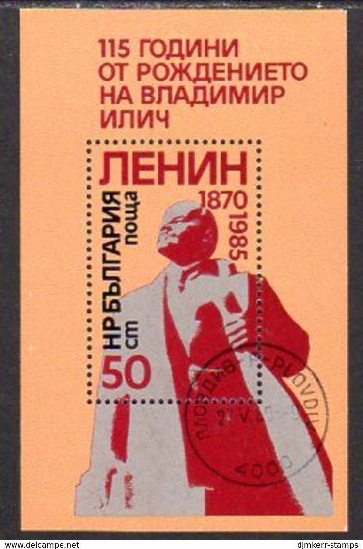 BULGARIA 1985 Lenin Birth Anniversary Block Used.  Michel Block 152 - Gebraucht