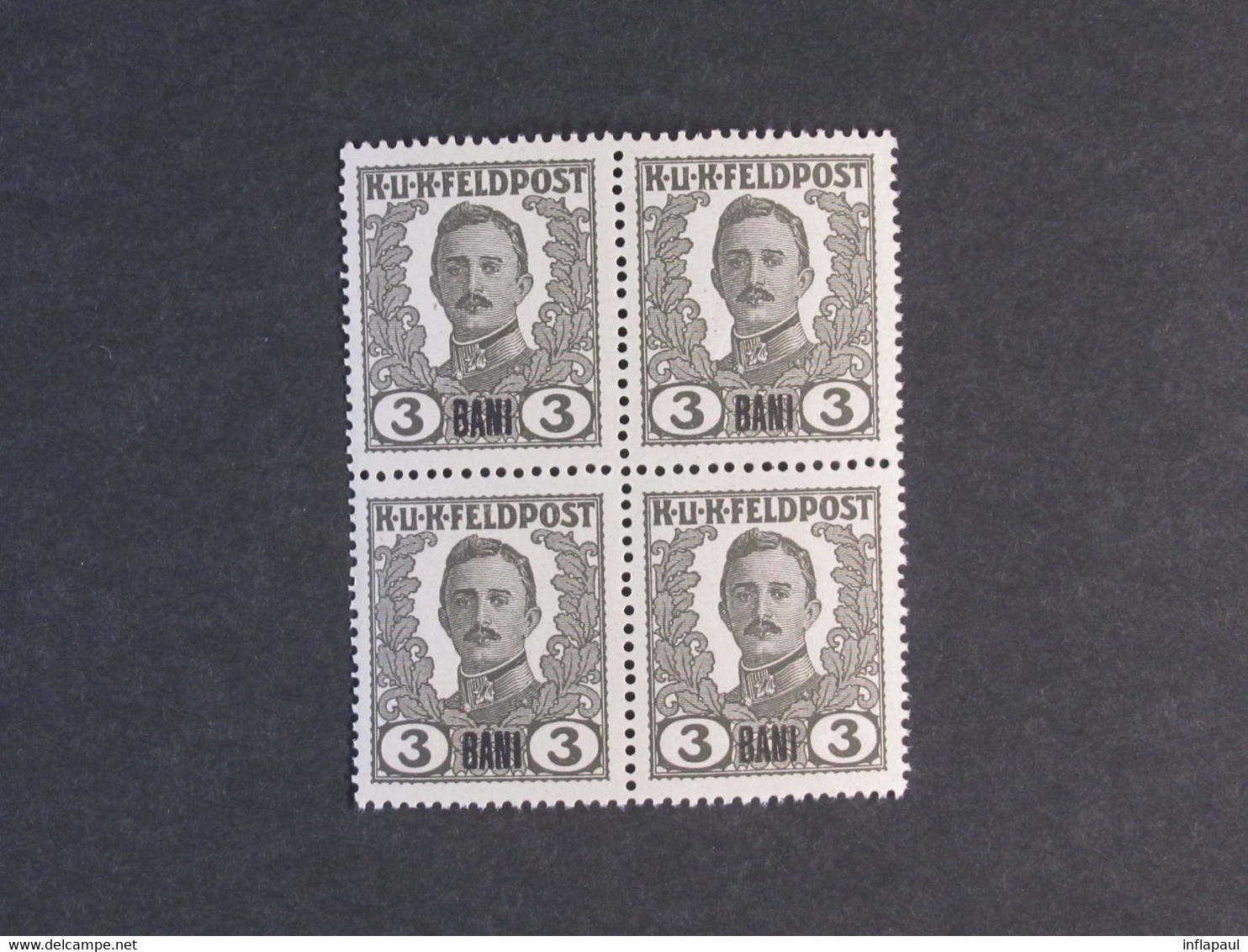 Unverausgabte Österreichisch - Ungarische  Feldpostmarken ** für Rumänien in  Viererblöcken,Teilserie 6800,00 €