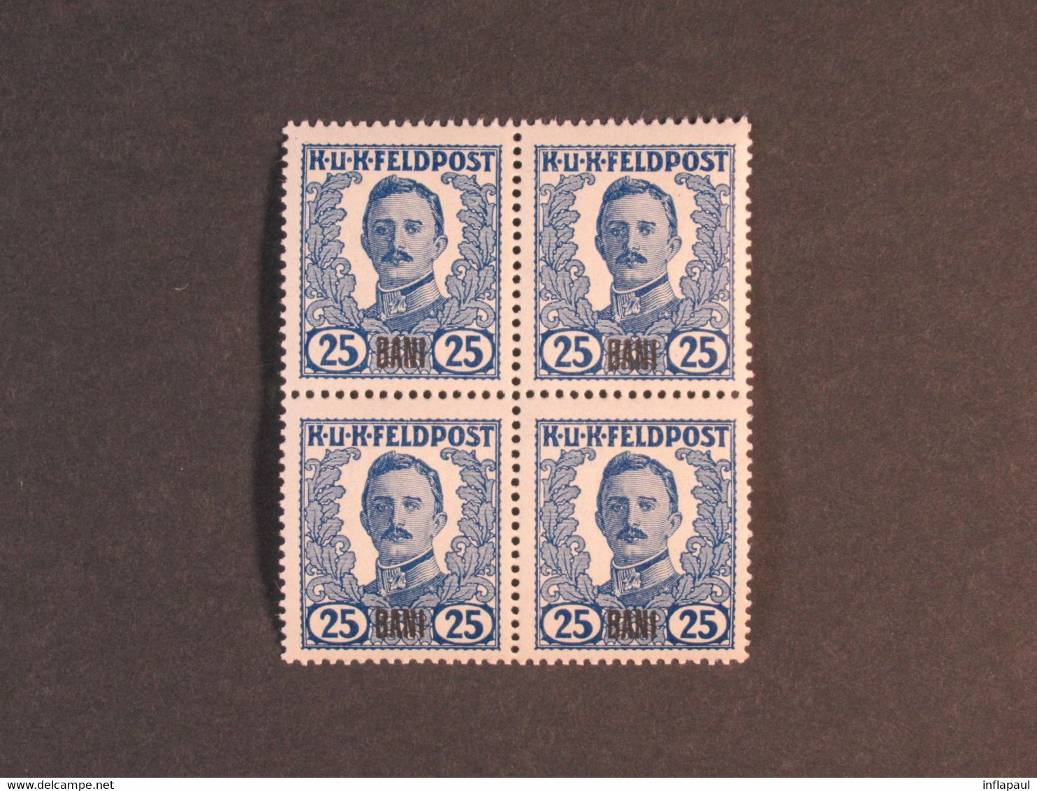 Unverausgabte Österreichisch - Ungarische  Feldpostmarken ** für Rumänien in  Viererblöcken,Teilserie 6800,00 €