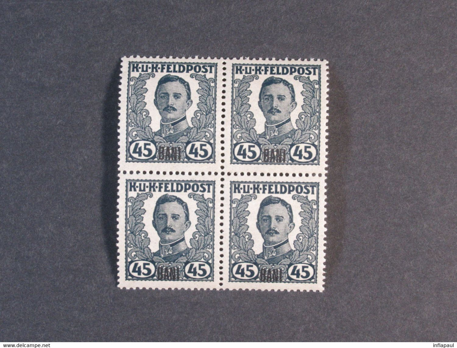 Unverausgabte Österreichisch - Ungarische  Feldpostmarken ** für Rumänien in  Viererblöcken,Teilserie 6800,00 €