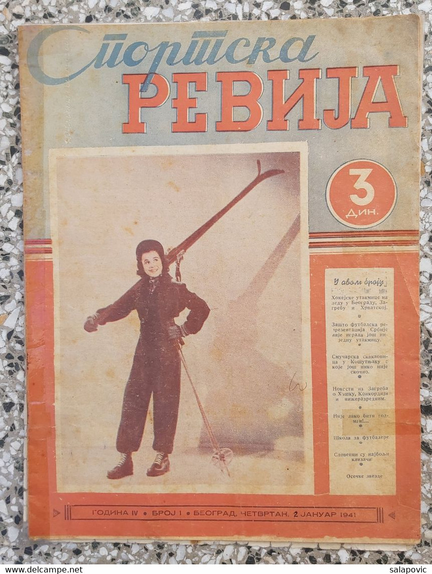 SPORTSKA REVIJA BR.1, 1941 KRALJEVINA JUGOSLAVIJA, NOGOMET, FOOTBALL, KINGDOM YUGOSLAVIA - Livres